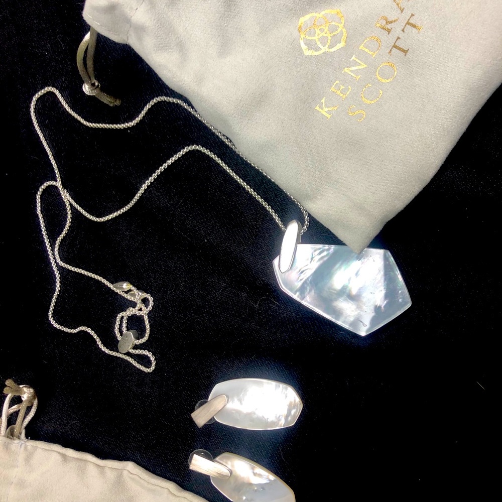 Kendra Scott necklace and earrings.